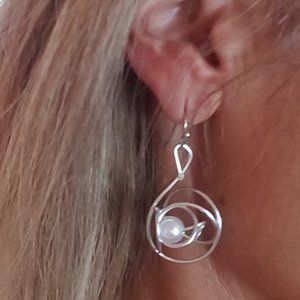 Silver/Aluminum Dangle Earrings